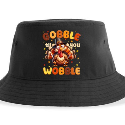 Gobble Til You Wobble Thanksgiving Turkey Sustainable Bucket Hat