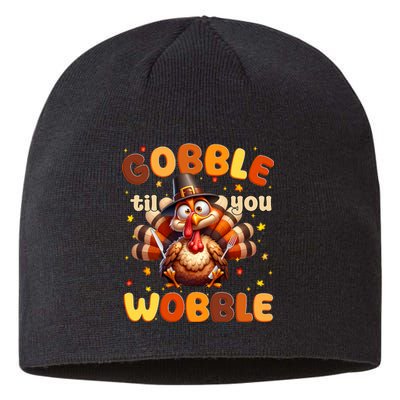 Gobble Til You Wobble Thanksgiving Turkey Sustainable Beanie