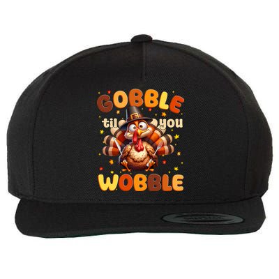 Gobble Til You Wobble Thanksgiving Turkey Wool Snapback Cap