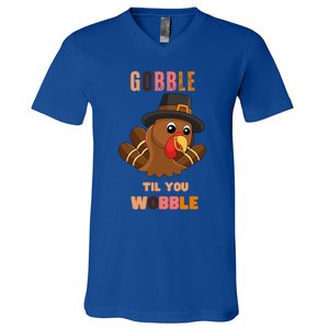 Gobble Til You Wobble Cool Gift Outfit Thanksgiving Gift V-Neck T-Shirt