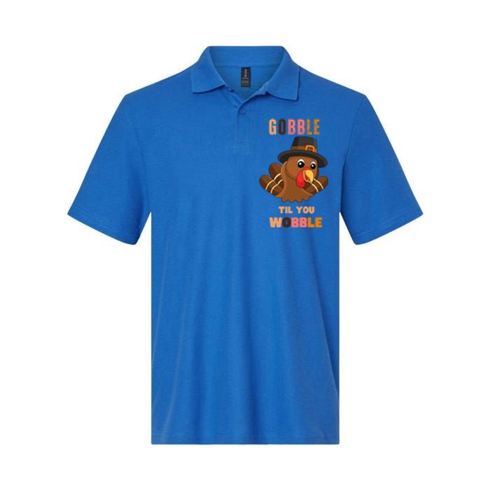 Gobble Til You Wobble Cool Gift Outfit Thanksgiving Gift Softstyle Adult Sport Polo