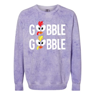 Gobble Til You Wobble Cute Turkey Thanksgiving Leopard Colorblast Crewneck Sweatshirt