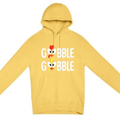 Gobble Til You Wobble Cute Turkey Thanksgiving Leopard Premium Pullover Hoodie