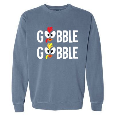 Gobble Til You Wobble Cute Turkey Thanksgiving Leopard Garment-Dyed Sweatshirt