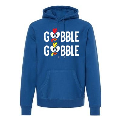 Gobble Til You Wobble Cute Turkey Thanksgiving Leopard Premium Hoodie