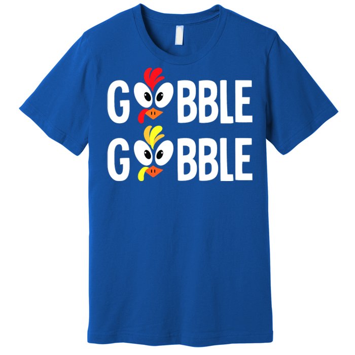 Gobble Til You Wobble Cute Turkey Thanksgiving Leopard Premium T-Shirt