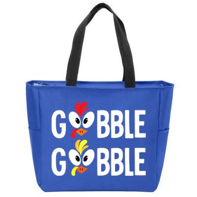 Gobble Til You Wobble Cute Turkey Thanksgiving Leopard Zip Tote Bag