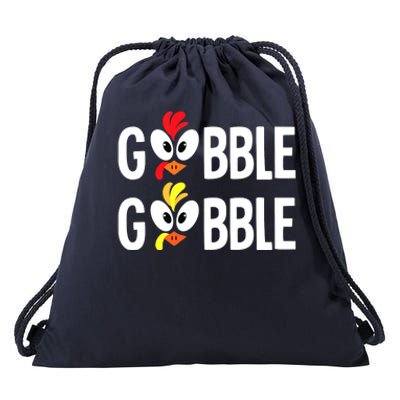 Gobble Til You Wobble Cute Turkey Thanksgiving Leopard Drawstring Bag