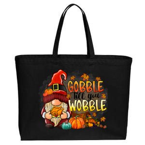 Gobble Till You Wobble Thanksgiving Gnome Pumpkin Cotton Canvas Jumbo Tote