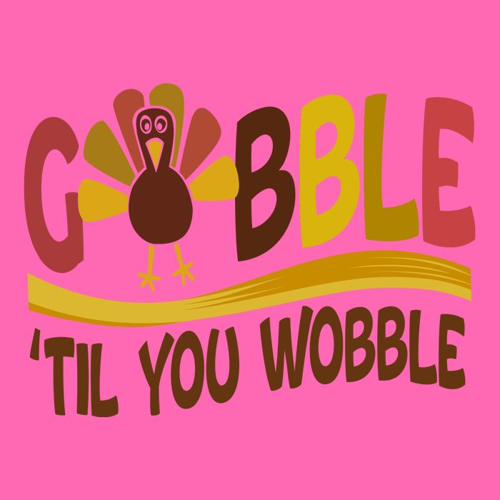 Gobble Til You Wobble Thanksgiving Funny Stripe Pom Pom Beanie