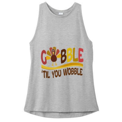 Gobble Til You Wobble Thanksgiving Funny Ladies PosiCharge Tri-Blend Wicking Tank