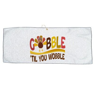 Gobble Til You Wobble Thanksgiving Funny Large Microfiber Waffle Golf Towel