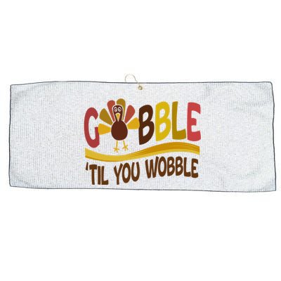 Gobble Til You Wobble Thanksgiving Funny Large Microfiber Waffle Golf Towel