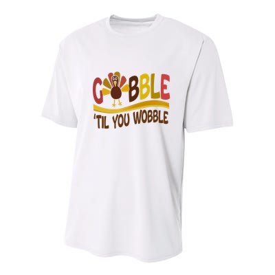 Gobble Til You Wobble Thanksgiving Funny Youth Performance Sprint T-Shirt