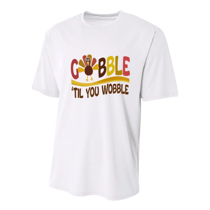 Gobble Til You Wobble Thanksgiving Funny Youth Performance Sprint T-Shirt
