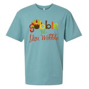 Gobble Til You Wobble Thanksgiving Turkey Cute Gift Sueded Cloud Jersey T-Shirt