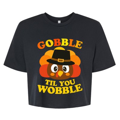 Gobble Til You Wobble Baby Outfit Thanksgiving Bella+Canvas Jersey Crop Tee