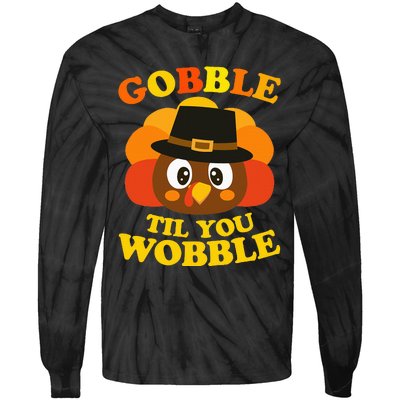 Gobble Til You Wobble Baby Outfit Thanksgiving Tie-Dye Long Sleeve Shirt