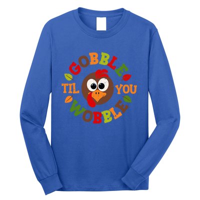 Gobble Til You Wobble Vintage Thanksgiving Funny Gift Long Sleeve Shirt