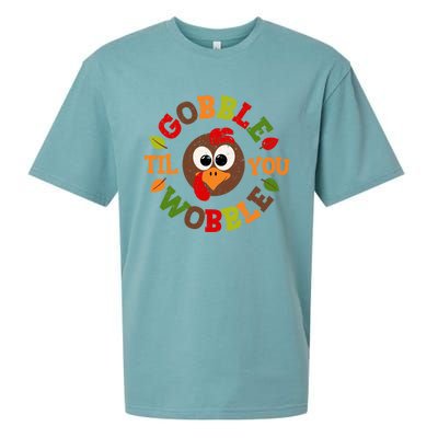 Gobble Til You Wobble Vintage Thanksgiving Funny Gift Sueded Cloud Jersey T-Shirt