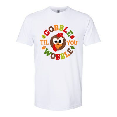 Gobble Til You Wobble Vintage Thanksgiving Funny Gift Softstyle CVC T-Shirt