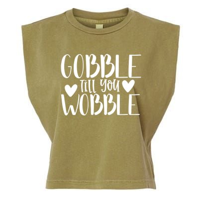 Gobble Till You Wobble Funny Thanksgiving Saying Gift Garment-Dyed Women's Muscle Tee