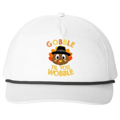 Gobble Til You Wobble Baby Outfit Thanksgiving Snapback Five-Panel Rope Hat