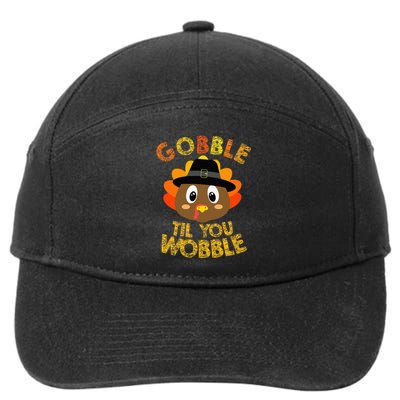 Gobble Til You Wobble Baby Outfit Thanksgiving 7-Panel Snapback Hat