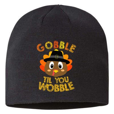 Gobble Til You Wobble Baby Outfit Thanksgiving Sustainable Beanie