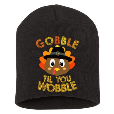 Gobble Til You Wobble Baby Outfit Thanksgiving Short Acrylic Beanie