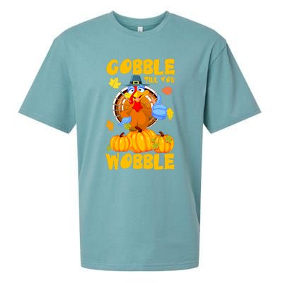 Gobble Till You Wobble Boys Thanksgiving Pumpkin Sueded Cloud Jersey T-Shirt