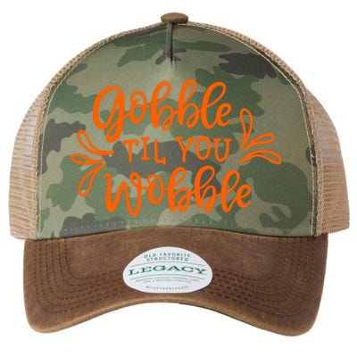 Gobble Til You Wobble Thanksgiving Funny Legacy Tie Dye Trucker Hat