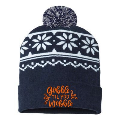 Gobble Til You Wobble Thanksgiving Funny USA-Made Snowflake Beanie