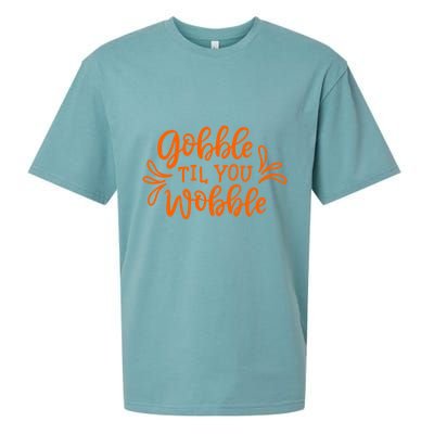 Gobble Til You Wobble Thanksgiving Funny Sueded Cloud Jersey T-Shirt