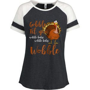 Gobble Till You Wobble Funny Thanksgiving Cool Gift Enza Ladies Jersey Colorblock Tee