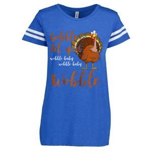 Gobble Till You Wobble Funny Thanksgiving Cool Gift Enza Ladies Jersey Football T-Shirt