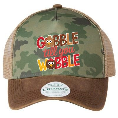 Gobble Till You Wobble Cartoon Turkey Funny Thanksgiving Legacy Tie Dye Trucker Hat