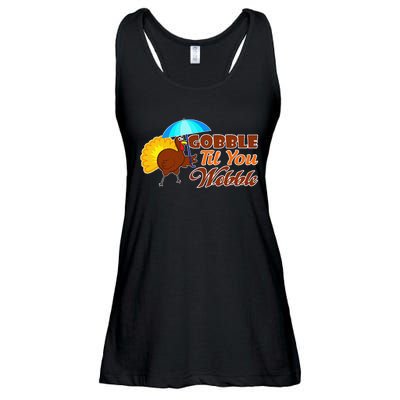 Gobble Til You Wobble Funny Thanksgiving Ladies Essential Flowy Tank