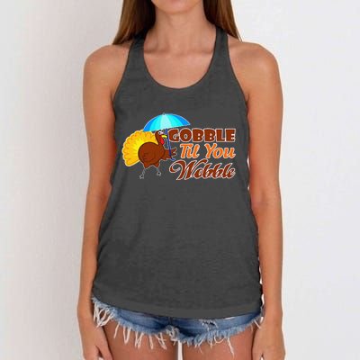 Gobble Til You Wobble Funny Thanksgiving Women's Knotted Racerback Tank