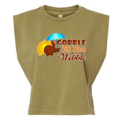 Gobble Til You Wobble Funny Thanksgiving Garment-Dyed Women's Muscle Tee