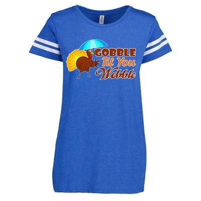 Gobble Til You Wobble Funny Thanksgiving Enza Ladies Jersey Football T-Shirt