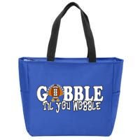 Gobble Til You Wobble Thankgiving Turkey Football Great Gift Zip Tote Bag