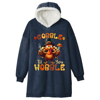 Gobble Til You Wobble Thanksgiving Turkey Hooded Wearable Blanket