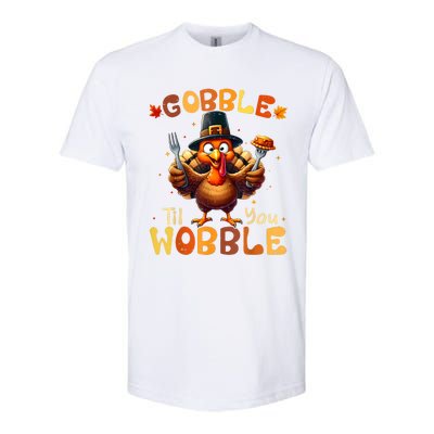 Gobble Til You Wobble Thanksgiving Turkey Softstyle CVC T-Shirt