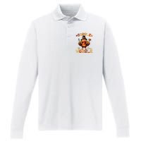 Gobble Til You Wobble Thanksgiving Turkey Performance Long Sleeve Polo