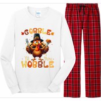 Gobble Til You Wobble Thanksgiving Turkey Long Sleeve Pajama Set