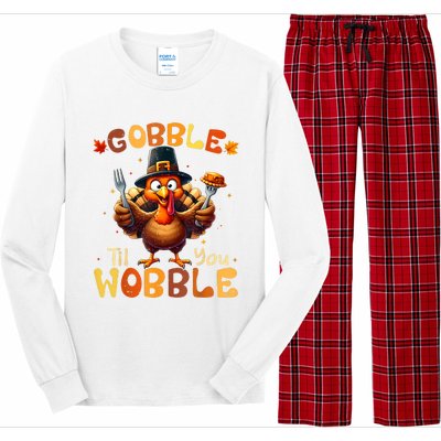 Gobble Til You Wobble Thanksgiving Turkey Long Sleeve Pajama Set