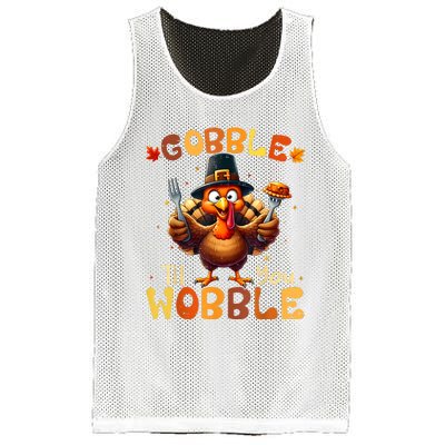 Gobble Til You Wobble Thanksgiving Turkey Mesh Reversible Basketball Jersey Tank