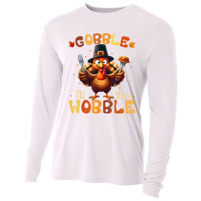 Gobble Til You Wobble Thanksgiving Turkey Cooling Performance Long Sleeve Crew