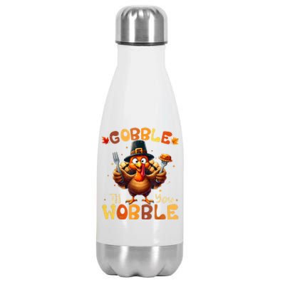 Gobble Til You Wobble Thanksgiving Turkey Stainless Steel Insulated Water Bottle